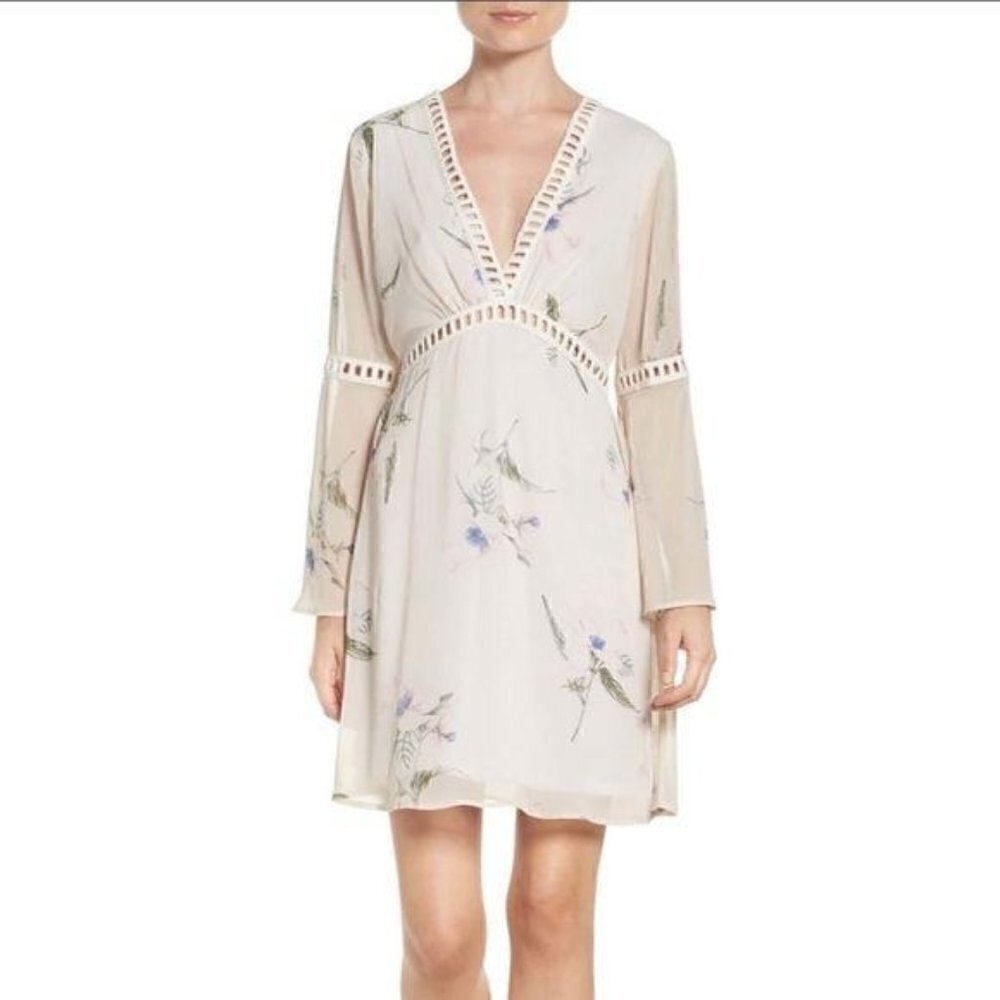 Fraiche By J Floral Print Chiffon Blouson Dress, size L